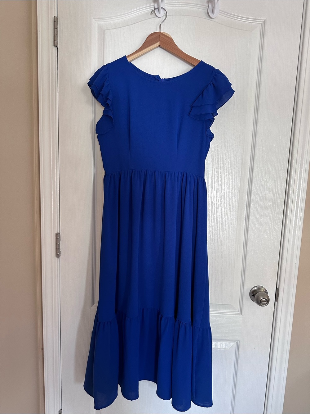SHEIN Blue Ruffle-Sleeve maxi dress